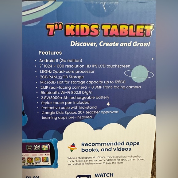 Contixo Kids V10 Blue 7” Kids Tablet Android 11 Go Edition New In Box - Picture 10 of 12